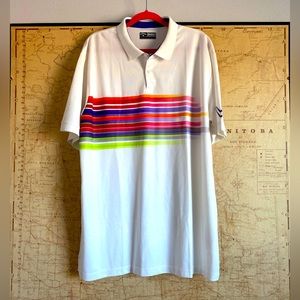 Men's Callaway Short Sleeve Opti Dri Polo Striped Golf Shirt-Size XXL